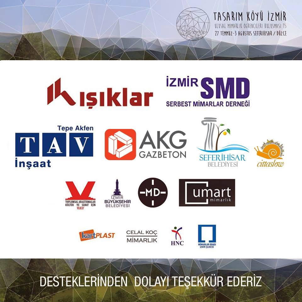 Sponsor thank-you graphic for Tasarım Köyü İzmir 2015